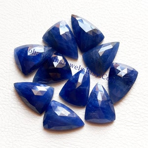 BLUE SAPPHIRE Shield Shape Rose Cut Gemstone 10 Pieces Lot | Size : 8X12 MM | 100% Natural Blue Sapphire With Flat Back For Jewelry Making