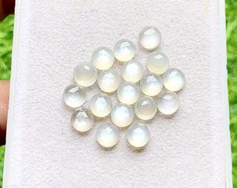 White Moonstone 6 MM Rose Cut Round Shape Gemstone 15 Pieces Lot, AAA+ Natural White Moonstone With Flat Back For Jewelry Making