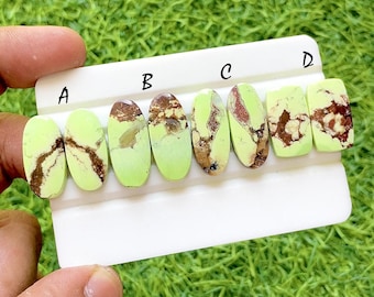 Imperial Desert Lime Turquoise Pair For Jewelry Making, Rare Matrix Turquoise Pair, High End Matching Gemstones For Earrings - 37323-37326