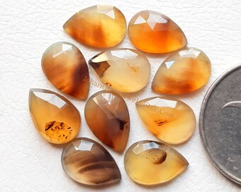 MONTANA AGATE Pear Shape Rose Cut - 10 Pieces Lot Montana Agate 8x12mm Pear Shape Rose Cut Gemstone For Jewelry Making, Pendant, Ring