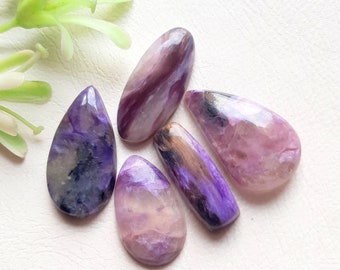New Charoite Cabochon Loose Gemstone 5 Pieces Lot | Size : 24-21 MM | Natural Charoite Gemstone For Jewelry Making, Pendant, Gemstone  10420