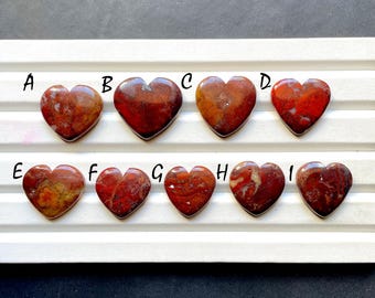 New Red Jasper Heart Shape Cabochon Loose Gemstone For Jewelry Making, AAA+ Natural Red Jasper Heart Shape For Wire Wrap - 30534-30542