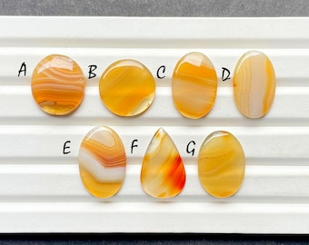 Yellow Banded Agate Cabochon Loose Gemstone For Jewelry Making, AAA+ Natural Yellow Banded Agate Gemstone For Wire Wrap - 26225-26231