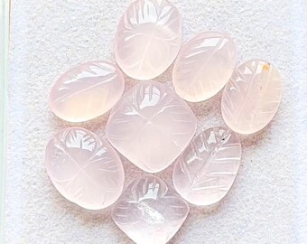 Rose Quartz Hand Carved Cabochon Loose Gemstone For Jewelry Making | Size : 16-11 MM | AAA+ Natural Rose Quartz For Wire Wrap - 24986