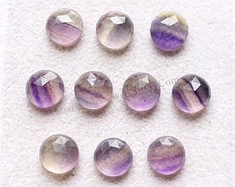 Multi Fluorite Rose Cut 8 MM Round Shape With Flat Back Gemstone 10 Pieces Lot, AAA+ Natural Multi Fluorite Gemstone Used For Jewelry Making