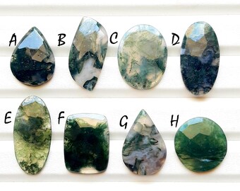 Moss Agate Rose Cut Loose Gemstone For Jewelry Making, AAA+ Natural Moss Agate Rose Cut For Handmade Jewelry And Wire Wrap - 22816-22823