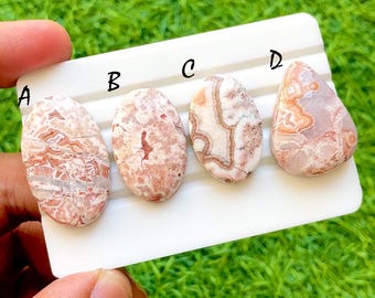 Blush Vein Rosetta Jasper Cabochon For Wire Wrap, AAA+ Natural Pink Line Stone Pear & Oval Cabochons for Jewelry Making - 36423-36426