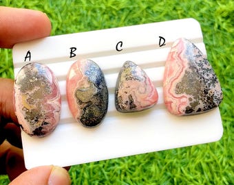 Desert Rose Vein Rhodochrosite Cabochon For Wire Wrap, AAA+ Natural Pink Blush Rhodochrosite Cabochon For Jewelry Making - 36520-36523