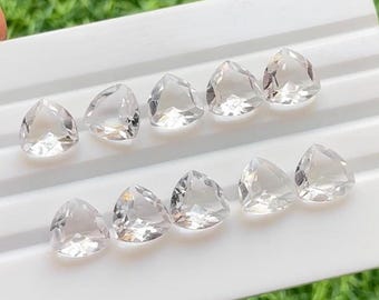 Himalayan Clear Quartz 10 MM Faceted Trillion Shape Gemstone 10 Pcs Lot For Jewelry Making, AAA+ Natural Clear Quartz For Handmade Jewelry
