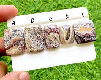 New Fordite Crazy Lace Agate Cabochon Set For Wire Wrap, Natural Fordite Crazy Lace Pattern Gemstone, Jewelry Making Supply - 38153-38157