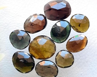 Multi Tourmaline Rose Cut Slices With Flat Back 10 Pieces Lot For Jewelry Making | Size : 10-7 MM | AAA+ Natural Tourmaline Gemstone - 19947