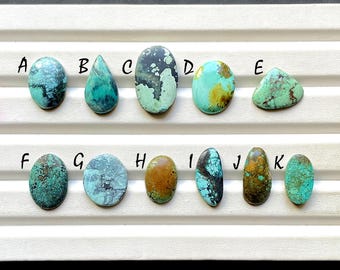 Natural Tibetan Turquoise Cabochon Loose Gemstone For Jewelry Making, AAA+ Tibetan Turquoise For Handmade Jewelry & Wire Wrap - 31529-31539