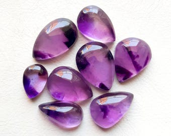 Trapiche Amethyst Star Cabochon Loose Gemstone 8 Pieces Lot | Size 17-12 MM | AAA+ Natural Trapiche Amethyst  For Handmade Jewelry  - 18748