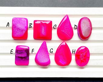 HOT Pink Color Window Druzy Agate Cabochon Loose Gemstone For Jewelry Making, AAA+ Hot Pink Window Druzy For Wire Wrap - 27208-27215
