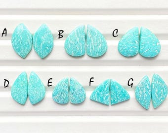 SELECTED Amazonite Pair Cabochon Gemstone For Handmade Jewelry, AAA+ Natural Amazonite Gemstone Matching Pairs For Earrings - 27368-27374