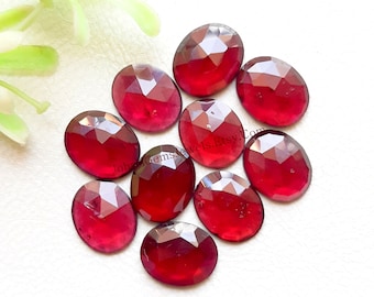 GARNET Rose Cut Oval Shape Gemstone 10 Pieces Lot | Size : 9x11 MM | Natural AAA+ Garnet With Flat Back Used For Jewelry Making