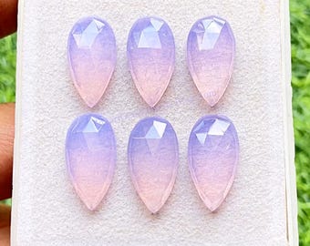 Lavender Quartz 10x20 MM Pear Shape Rose Cut With Flat Back Gemstone 6 Pieces Lot, AAA+ Lavender Quartz Used For Jewelry Making
