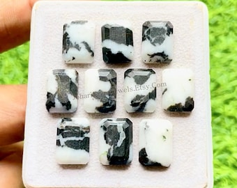White Buffalo Turquoise 10x14 MM Fancy Cut Rectangle Shape With Flat Back Gemstone Cabochon 10 Pieces Lot For Handmade Jewelry