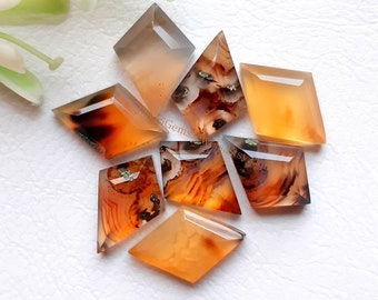 MONTANA AGATE Step Cut Kite Shape Gemstone Lot - 8 Pieces Lot Montana Agate 15x10 MM Step Cut Gemstone For Jewelry Making, Pendant, Ring