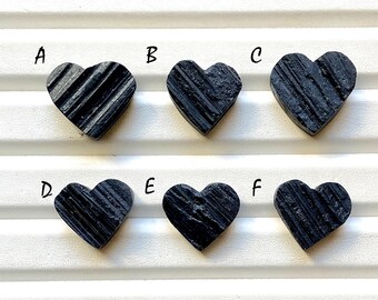 Black Tourmaline Druzy Heart Shape Loose Gemstone For Jewelry Making, AAA+ Natural Black Tourmaline Druzy Heart For Wire Wrap - 32995-33000