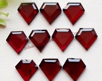 New Garnet Step Cut Loose Gemstone | Size : 12 MM | 10 Pieces Lot | Natural Garnet Flat Back Step Cut Gemstones Used For Jewelry Making