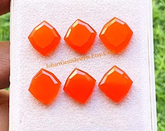 Carnelian Fancy Shape 13x14 MM With Flat Back Gemstone 6 Pieces Lot For Jewelry Making, AAA+ Natural Gemstone For Handmade Jewelry