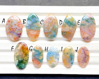 New Indonesian Moss Agate Cabochon Loose Gemstone For Jewelry Making, AAA+ Natural Moss Agate Cabochon For Handmade Jewelry - 26102-26111
