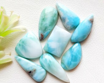 Selected LARIMAR Cabochon Loose Gemstone 8 Pieces Lot For Jewelry Making, Size : 21-13 MM, AAA+ Larimar Cabochon For Handmade Jewelry  17828
