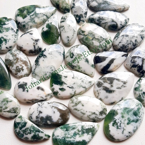 Tree Moss Agate Cabochon Wholesale Lot By Weight With Different Shapes And Sizes Used For Jewelry Making