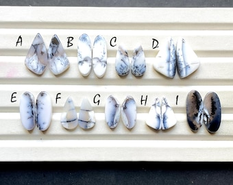 Beautiful Dendritic Opal Pair Cabochon Loose Gemstone For Jewelry Making, Natural Dendritic Opal Matching Pair For Earrings - 32119-32127