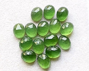 SERPENTINE Rose Cut Oval Flat Back Gemstone 15 Pieces Lot | Size : 6x8 MM | AAA+ Natural Serpentine Gemstone For Jewelry Making