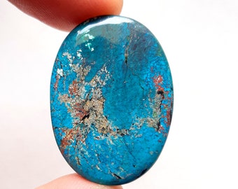 Tibetan Turquoise Cabochon Loose Gemstone | Size: 34X26X4 | Natural Tibetan Turquoise For Handmade Jewelry - 11387
