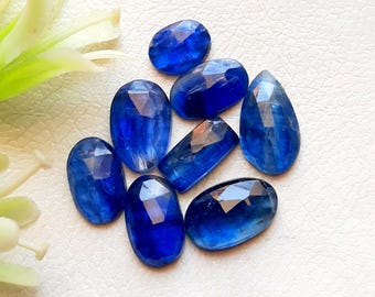 Blue Kyanite 13-8 MM Rosecut Slices 8 Pieces Gemstone Lot For Jewelry Making, AAA+ Natural Blue Kyanite Gemstone With Flat Back - 22787