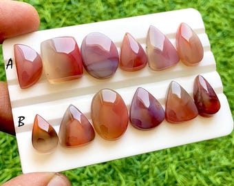 Red Botswana Agate Cabochon Loose Gemstone 6 Pieces Lot, AAA+ Botswana Agate For Jewelry Making, Pendant, Birthstone Gemstone - 38241-38242
