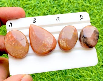 Shining Golden Sheen Moonstone Cabochon Loose Gemstone For Jewelry Making, AAA+ Natural Golden Sheen Moonstone For Wire Wrap - 34838-34841