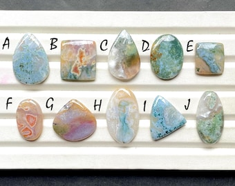 New Indonesian Moss Agate Cabochon Loose Gemstone For Jewelry Making, AAA+ Natural Moss Agate Cabochon For Handmade Jewelry - 31086-31095