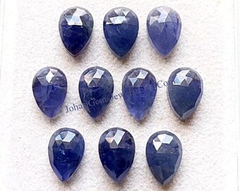 Selected IOLITE Rose Cut 8X12 MM Pear Shape With Flat Back Gemstone 10 Pcs Lot For Jewelry Making