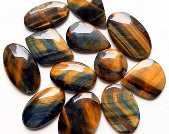 New Multi Tiger's eye Cabochon Lot, Wholesale Lot Tiger Eye Cabochon By Weight With Different Shapes And Sizes Used For Jewelry Making