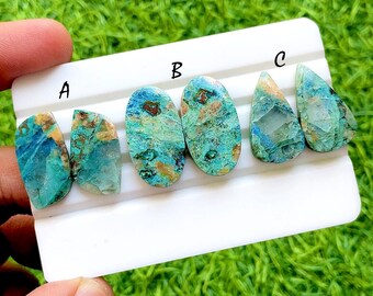 NEW Shattuckite Pair Cabochon Loose Gemstone For Jewelry Making, AAA+ Natural Shattuckite Matching Pair Cabochon For Earrings - 36147-36149