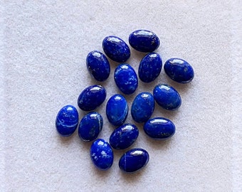 Lapis Lazuli Oval Shape Cabochon Calibrated Gemstone 15 Pieces Lot | Size : 5X7 MM | AAA+ Lapis Lazuli With Flat Back For Handmade Jewelry