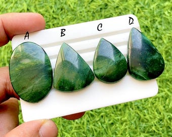 Emerald Forest Jade Cabochon For Wire Wrap, Natural Green Jade Cabochons,  Jewelry Making Gemstones, Designer Jade Set - 35784-35787
