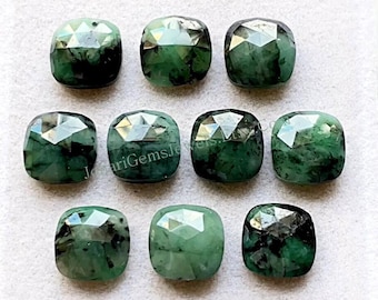 Natural Emerald Cushion Shape 10 MM Rose Cut Gemstone 10 Pieces Lot For Jewelry Making