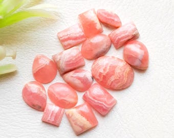 Rhodochrosite Cabochon Loose Gemstone 15 Pcs Lot For Jewelry Making | Size : 12-5 MM | AAA+ Natural Small Rhodochrosite For Jewelry - 19458
