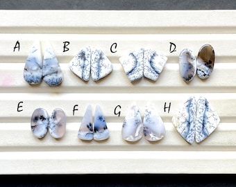 Beautiful Dendritic Opal Pair Cabochon Loose Gemstone For Jewelry Making, Natural Dendritic Opal Matching Pair For Earrings - 32079-32086