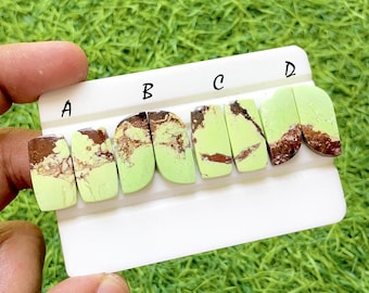 Imperial Desert Lime Turquoise Pair For Jewelry Making, Rare Matrix Turquoise Pair, High End Matching Gemstones For Earrings - 37315-37318