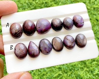 Mystic Glow Star Ruby Loose Cabochon Parcels, Natural Burgundy Purple Corundum, Smooth Designer Gemstones For Jewelry Making - 37540-37541