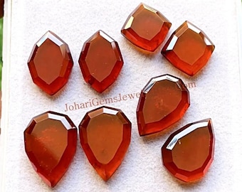 Hessonite Garnet Fancy Shape Pair With Flat Back Gemstone 4 Pairs Lot 10-16 MM Used For Jewelry Making