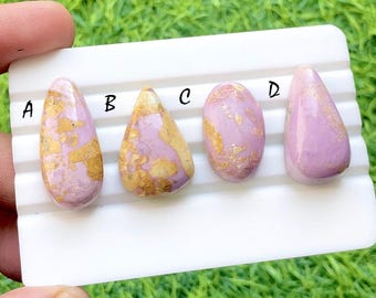 Blush Gold Phosphorite Cabochon Loose Gemstone For Jewelry Making, AAA+ Pink & Golden Natural Stone For Wire Wrap - 35150-35153