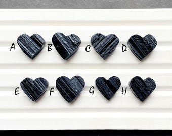 Black Tourmaline Druzy Heart Shape Loose Gemstone For Jewelry Making, AAA+ Natural Black Tourmaline Druzy Heart For Wire Wrap - 27851-27858