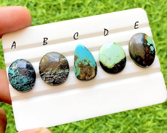 Earth Vein Tibetan Turquoise Cabochon For Wire Wrap, Natural Turquoise Loose Stone, Rustic Matrix Turquoise for Jewelry Making - 36684-36688